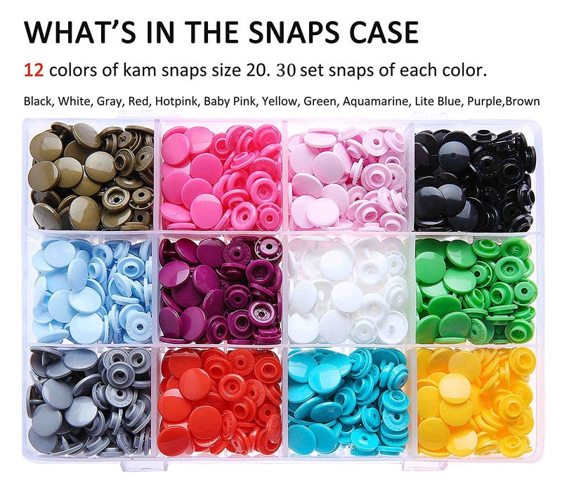 طقم أدوات تثبيت KAM Snaps الأصلية - 360 قطعة KAMsnaps مقاس 20 + كماشة كبس لملابس الحرف اليدوية - Image 3